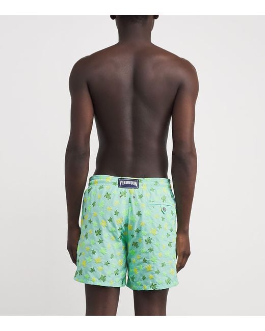Vilebrequin Green Embroidered Turtle Mistral Swim Shorts for men