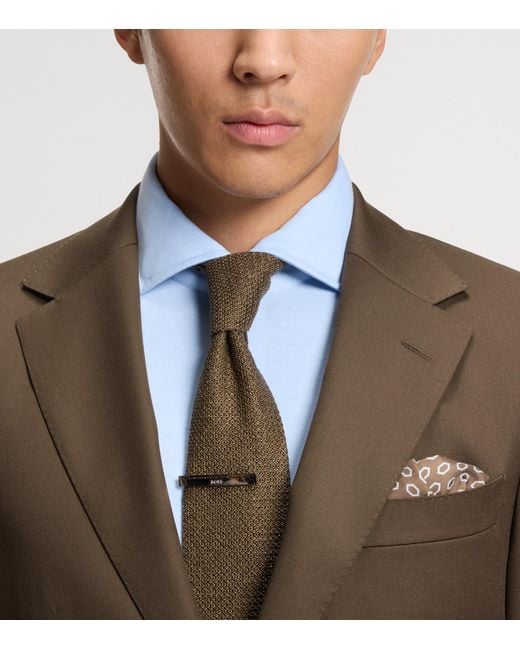 Boss Brown Wool-Mohair Straight Fit Blazer for men