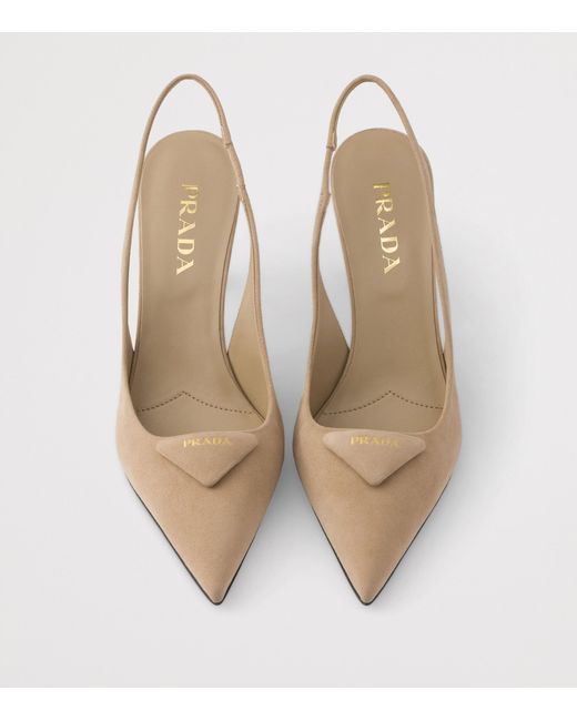 Prada Metallic Suede Slingback Pumps 75
