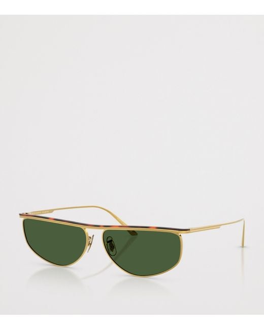 Oliver Peoples Green Steel 1986C Irregular Oval Sunglasses