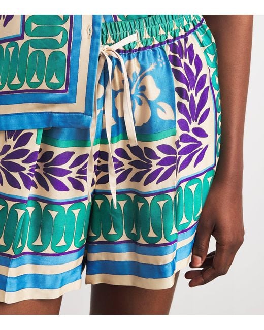 Sandro Blue Floral Drawstring Shorts