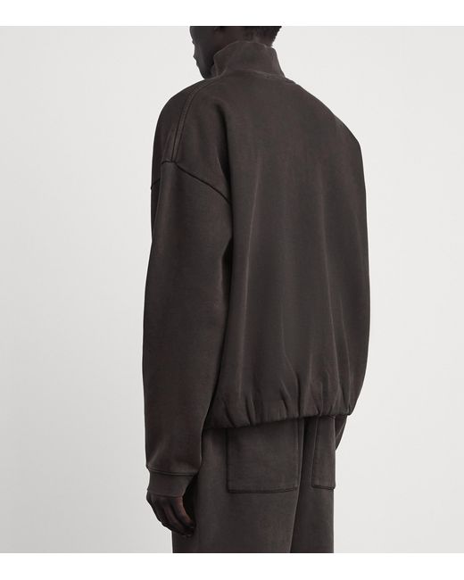 Represent Black Cotton Initial Quarter-Zip Sweatshirt for men