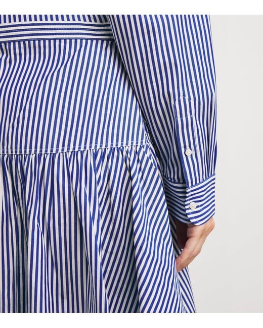Polo Ralph Lauren Blue Cotton Stripe Mini Shirt Dress