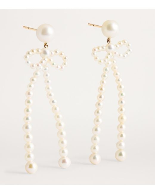 Sophie Bille Brahe White And Freshwater Pearl Bow Rosette Earrings