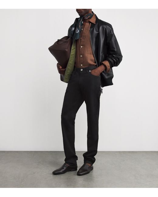 Brioni Black Organic Denim Meribel Straight Jeans for men
