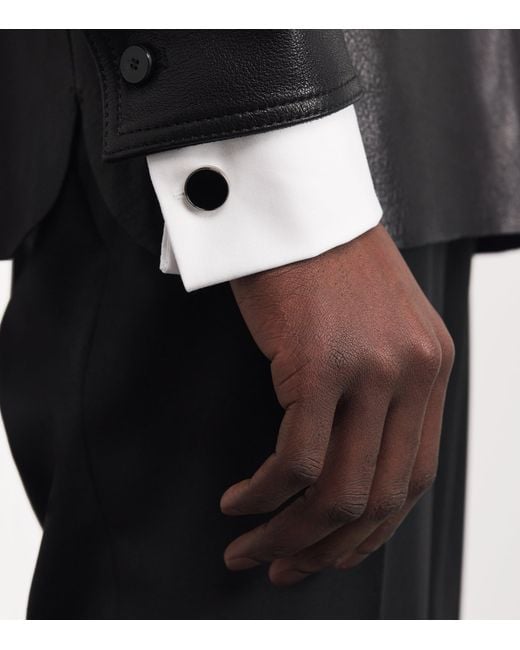 Babette Wasserman Black Rhodium-Plated Deco Onyx Cufflinks for men