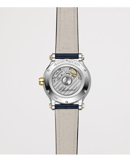 Chopard Metallic Stainless Steel And Diamond Happy Sport Watch