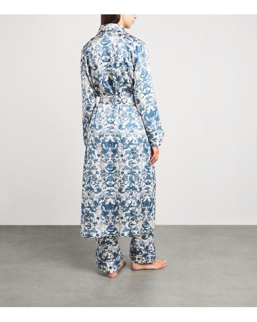 Harrods Blue Silk Menagerie Night Robe