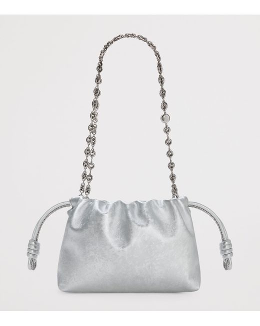 Loewe Gray Mini Leather Flamenco Clutch Bag