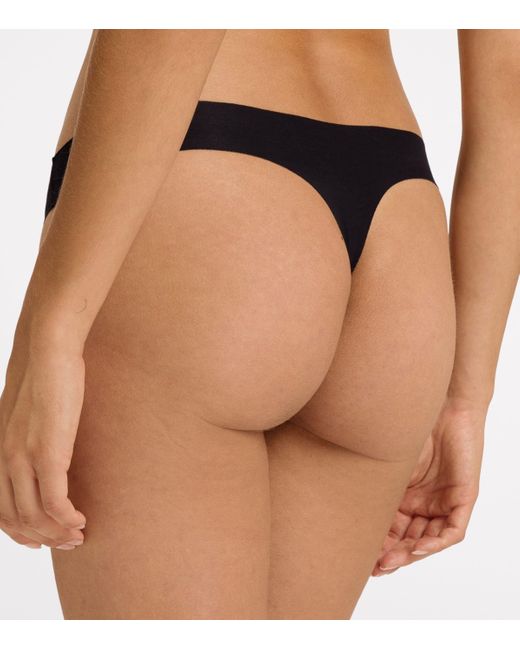 Hanro Black Invisible Cotton Thong