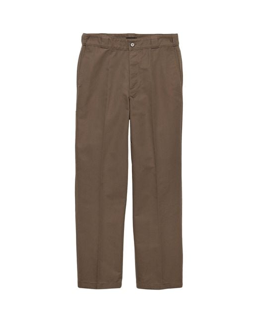 Prada Brown Canvas Relaxed Trousers for men