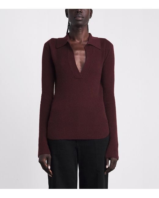 Citizens of Humanity Purple Wool-Cashmere Simone Polo Sweater