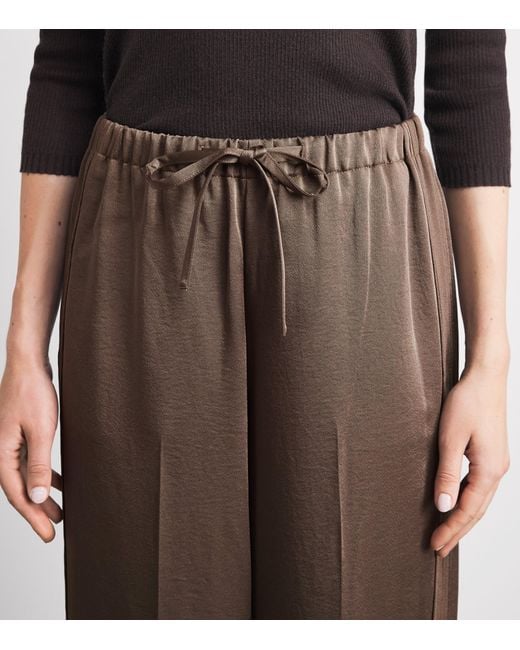 Vince Brown Crepe High-Waist Trousers