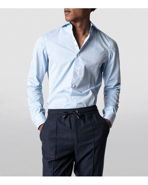 Isaia Blue Cotton Dress Shirt for men