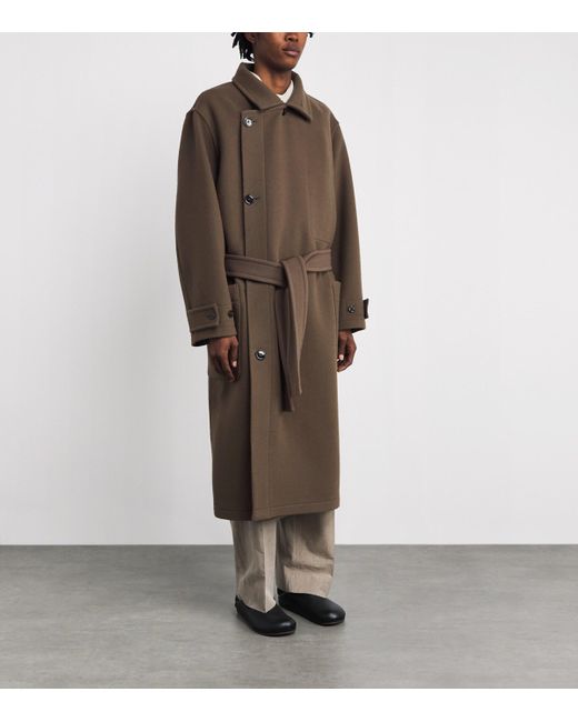 Lemaire Brown Wool Overcoat for men