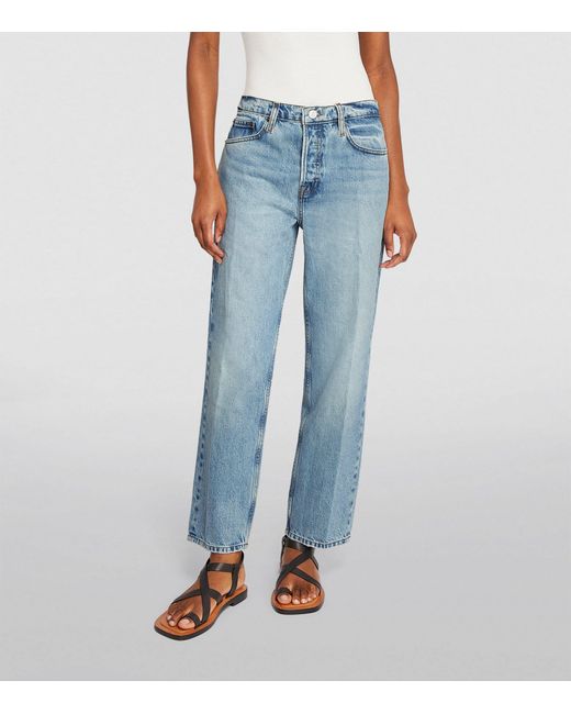 FRAME Blue Slouchy Mid-rise Straight Jeans