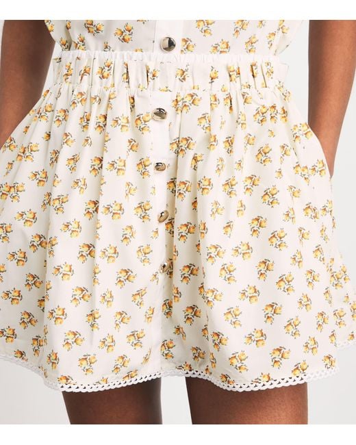 Maje Natural Printed Button-Front Mini Skirt