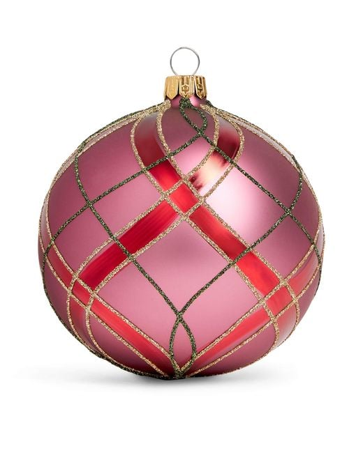 Harrods Pink Glitter Tartan Bauble