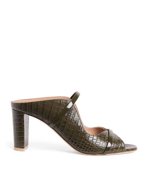 Malone Souliers Brown Croc-Embossed Leather Norah Heeled Sandals 70