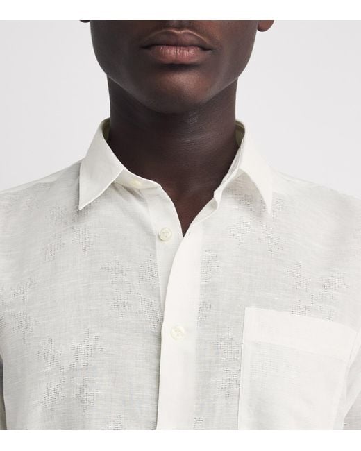 Vilebrequin White Cotton-Linen Embroidered Caroubis Shirt for men