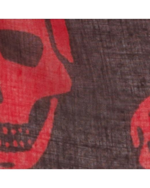 McQueen Red Modal-Silk Skull Scarf for men