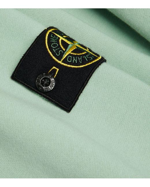 Stone Island Green Cotton Fleece Compass Logo Sweatshirt for men