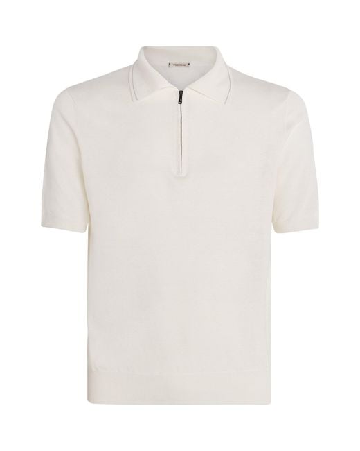 FIORONI CASHMERE White Linen-Cotton Polo Shirt for men