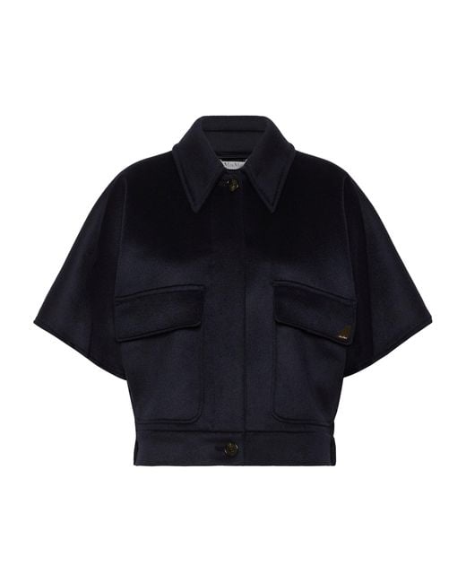 Max Mara Blue Cashmere Cape Jacket