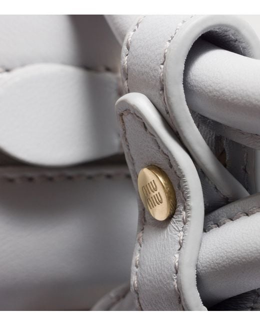 Miu Miu White Nappa Leather Matelassé Arcadie Top-Handle Bag