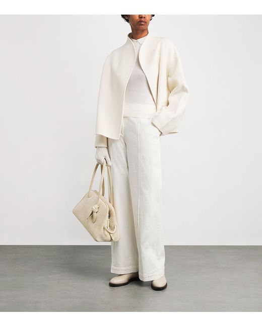 Eleventy White Cotton-Blend Pleated Trousers