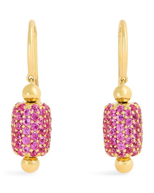 Emily P. Wheeler Pink And Sapphire Barrel Drop Earrings