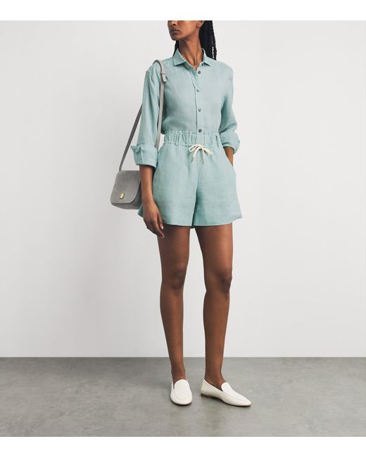 Eleventy Blue Linen Drawstring Shorts