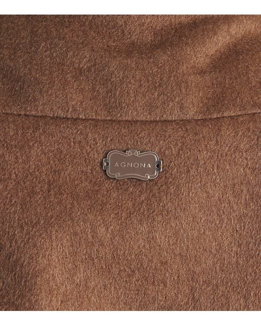 Agnona Brown Cashmere High-Neck Bomber Jacket for men