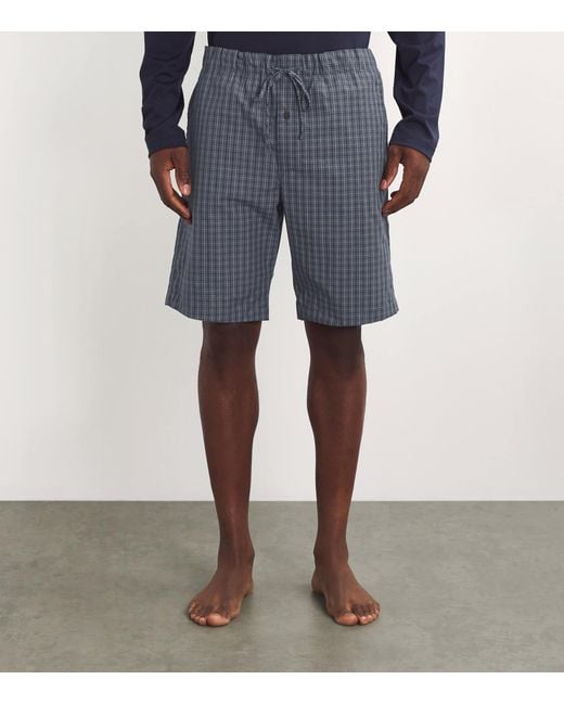 Hanro Blue Cotton Night & Day Shorts for men