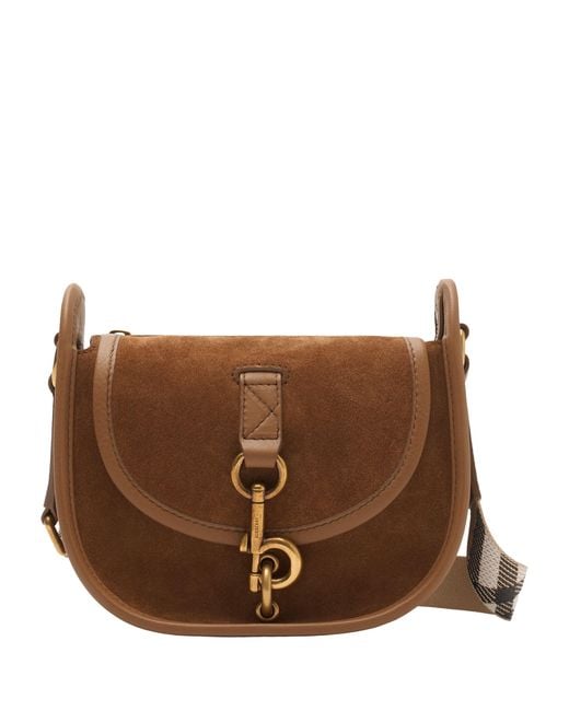 Burberry Brown Mini Suede B Clip Cross-Body Bag