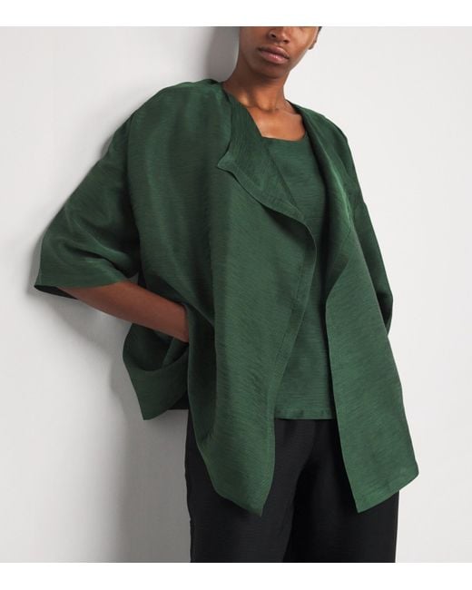 Eskandar Green Silk Wide A-Line Jacket
