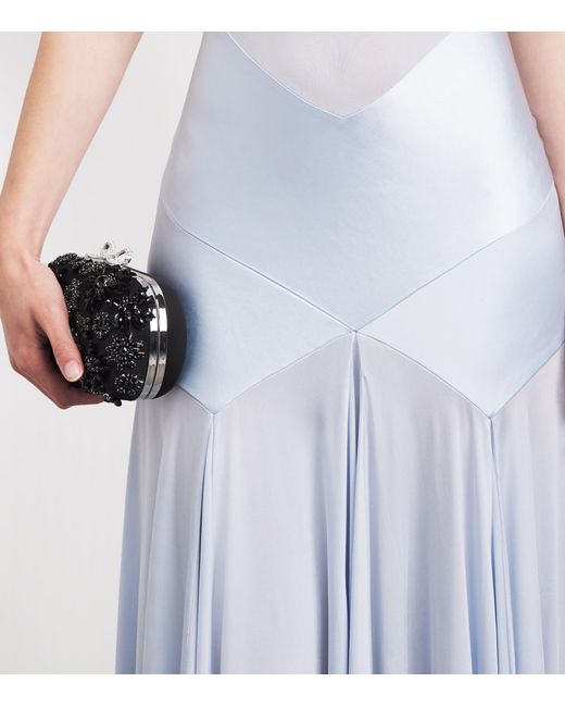 Self-Portrait White Satin Panelled Maxi Dress