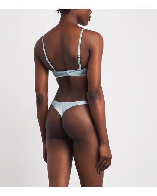 Fleur du Mal Blue Silk Lace-Trim Juliet Demi Bra