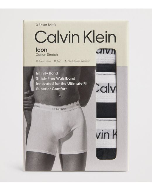 Calvin Klein Black Stretch-Cotton Icon Boxer Briefs for men