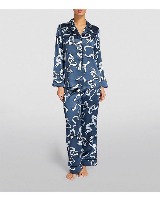 Olivia Von Halle Blue Silk Lila Arran Pyjama Set