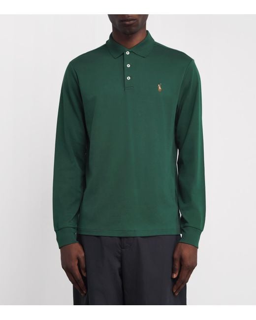 Polo Ralph Lauren Green Cotton Long-Sleeve Polo Shirt for men