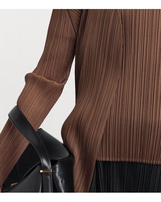 Pleats Please Issey Miyake Brown New Colorful Basics Longline Cardigan