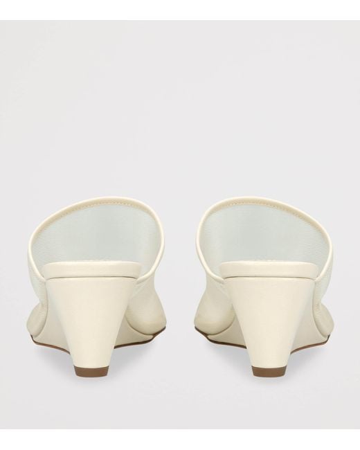 Aeyde White Leather-Mesh Suzanne Wedge Sandals 55