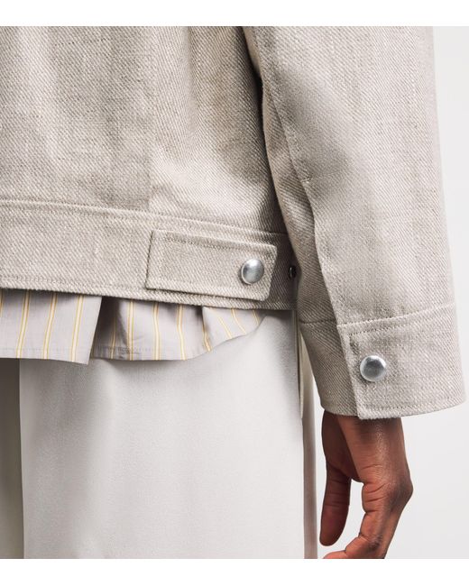 Yves Salomon Gray Linen Double-Faced Jacket