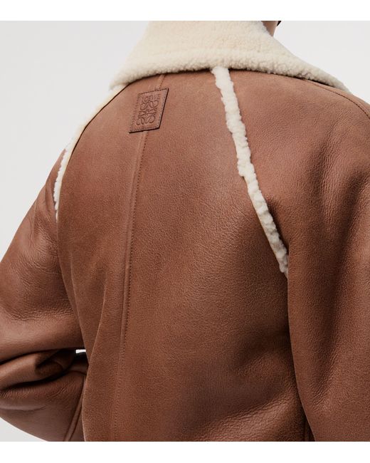 Loewe Brown Lambskin Shearling-Collar Bomber Jacket