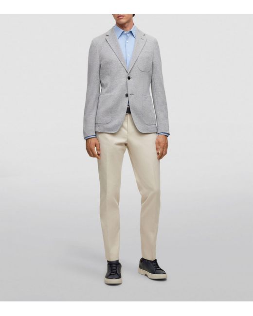 Boss Blue Stretch-Cotton Slim Shirt for men