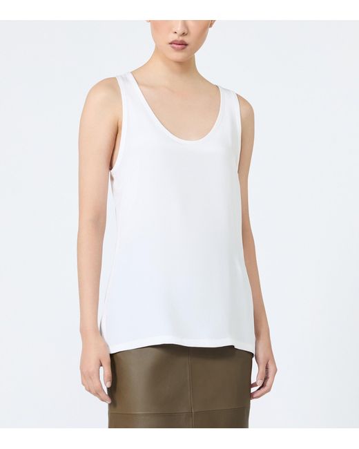 Max Mara White Silk Embroidered Tank Top