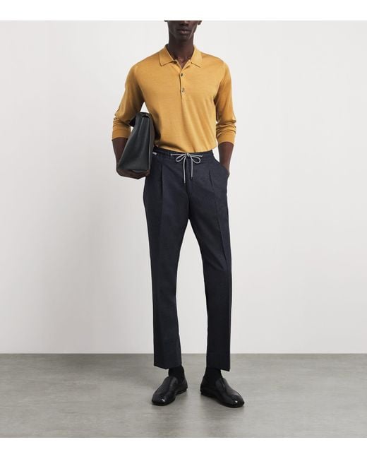 Corneliani Blue Virgin Wool Drawstring Trousers for men