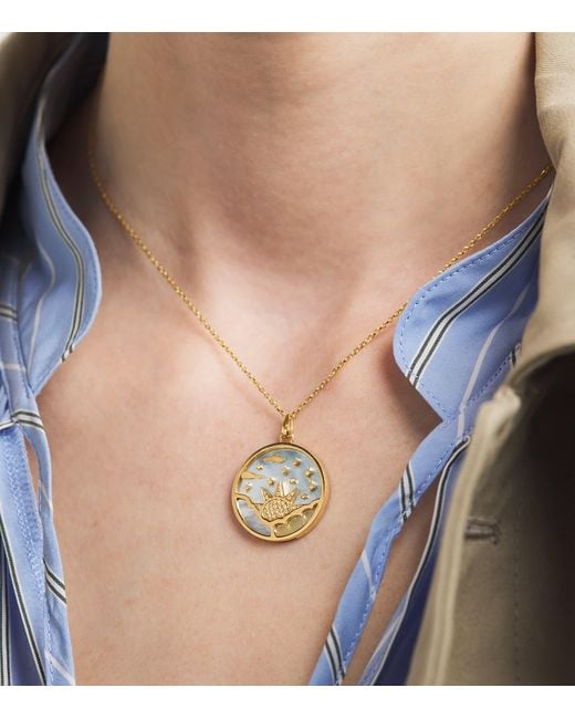 L'Atelier Nawbar Metallic And Diamond Sunrise Pendant Necklace