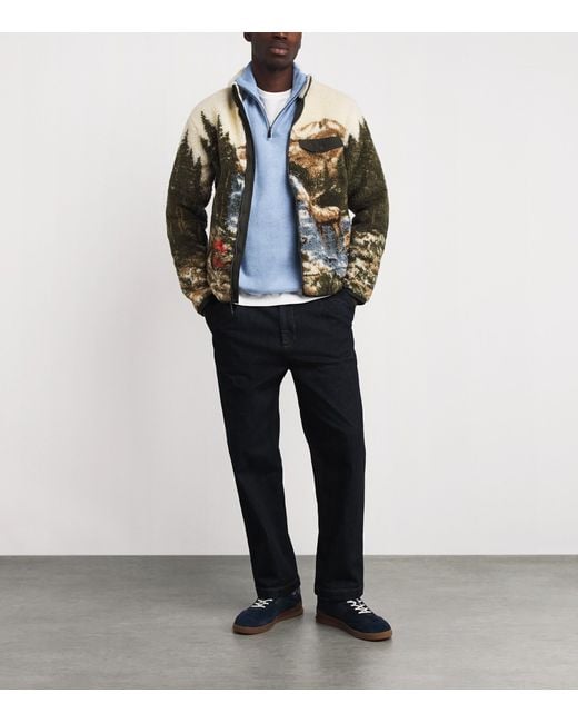 Polo Ralph Lauren Blue Cotton Logo Quarter-Zip Sweater for men